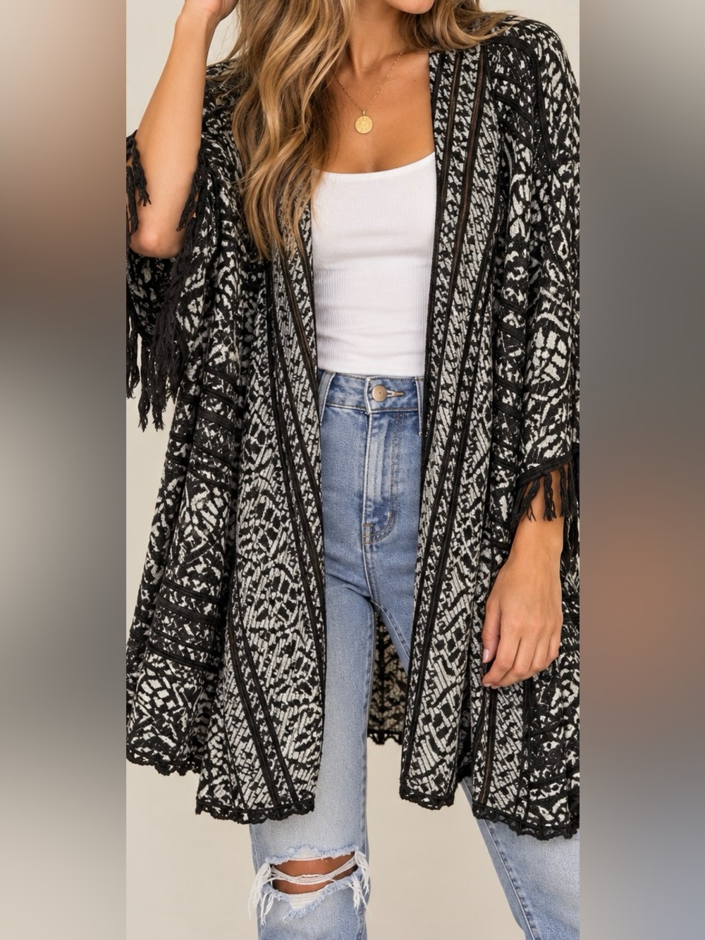 Free People Tapestry Fringe Cardigan Size XS/S